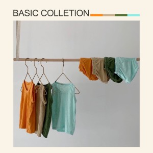 Đồ bộ ba lỗ trẻ em trơn đơn giản mặc nhà